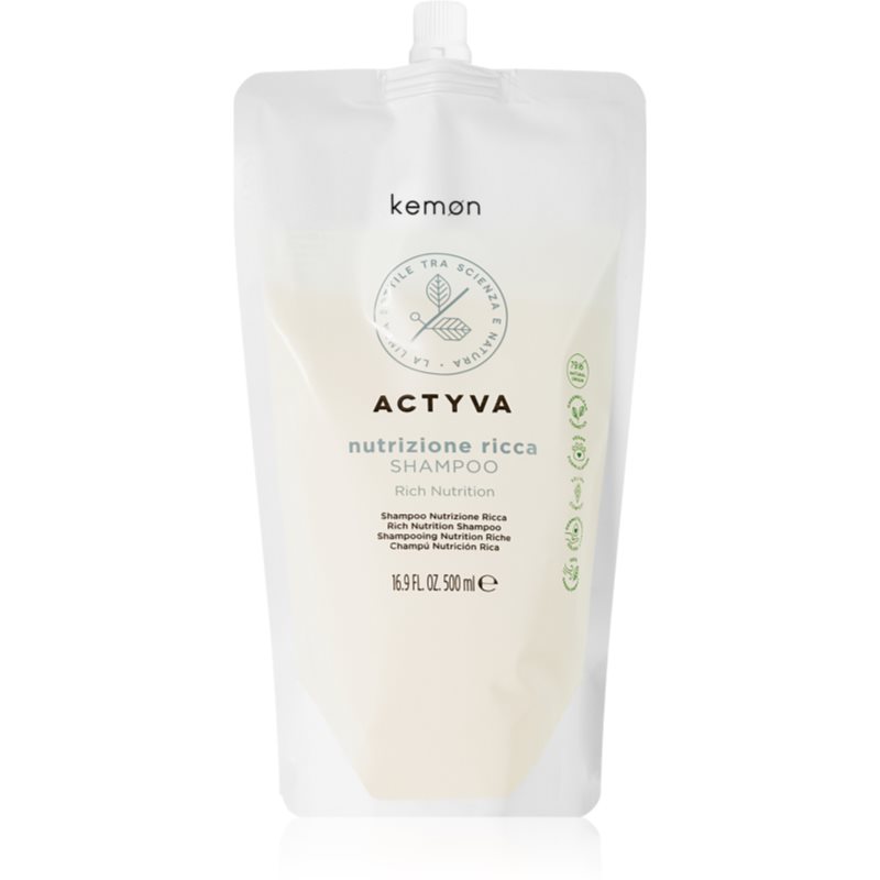 Kemon Actyva Nutrizione Ricca Szampon Intensywnie Nawilżający do Suchej Skóry Głowy i Bardzo Suchych Włosów 500ml