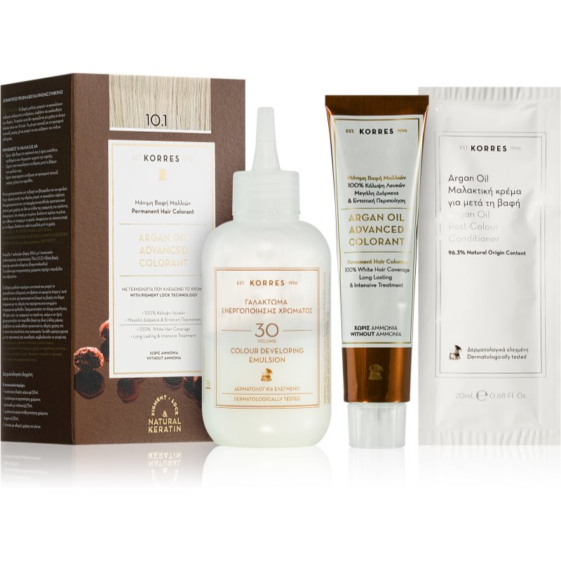 Korres Argan Oil trwała farba do włosów z olejkiem arganowym odcień 10.1 Platinum Ash Blonde 50 ml