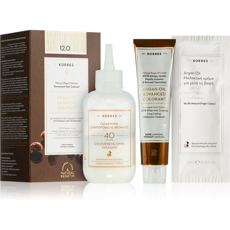 Korres Argan Oil trwała farba do włosów z olejkiem arganowym odcień 12.0 Special Blonde 50 ml