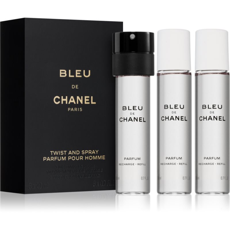 Chanel Bleu Parfum 3x20ml Twist And Spray WKŁADY + atomizer