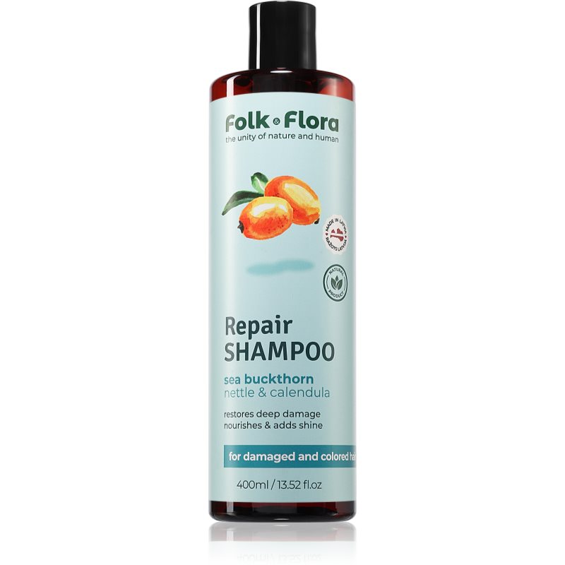 Folk & Flora Sea Buckthorn szampon odbudowujący włosy do włosów farbowanych i zniszczonych 400 ml