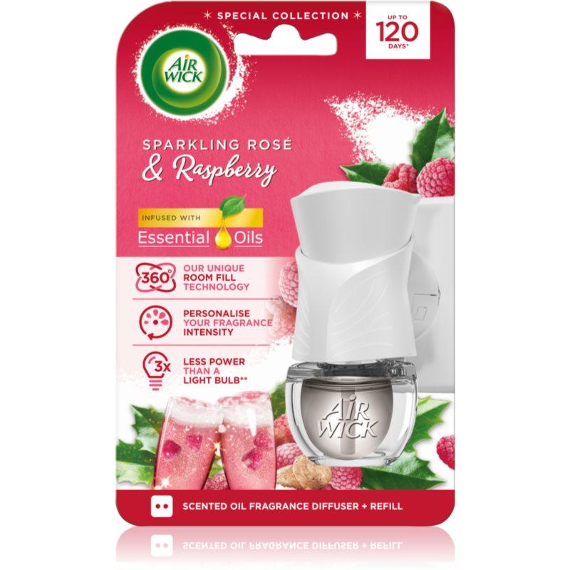 Air Wick Electric Sparkling Rose & Raspberry elektryczny odświeżacz powietrza z napełnieniem 19 ml