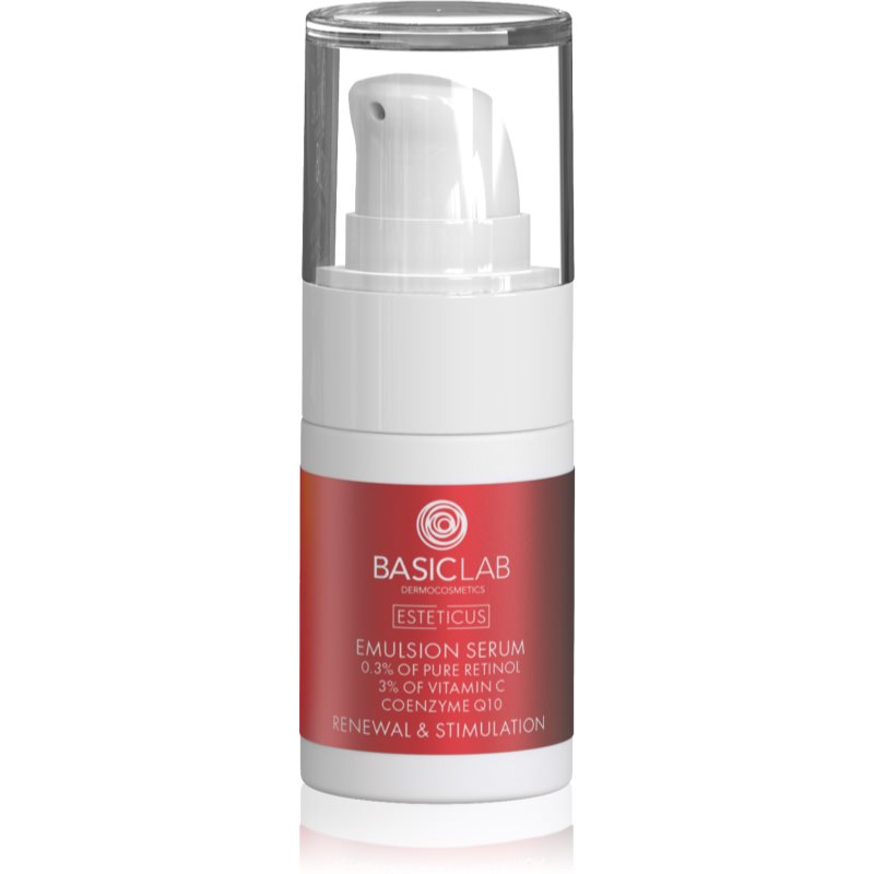 BasicLab BasicLab Odnowa i Stymulacja Serum 0,3% retinolu , 3% witaminy C i koenzymem Q10, 15 ml