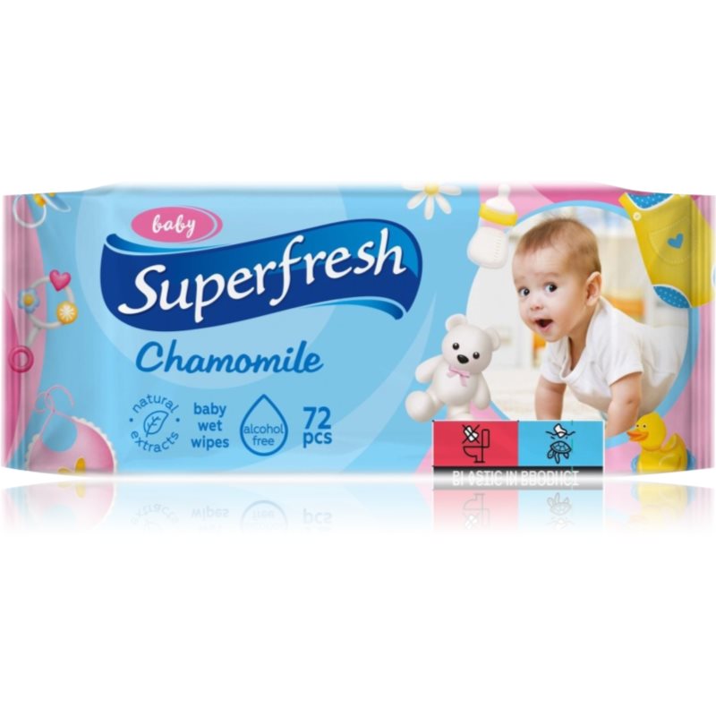 Superfresh Baby Chamomile delikatne nawilżane chusteczki dla dzieci do skóry wrażliwej 72 szt.