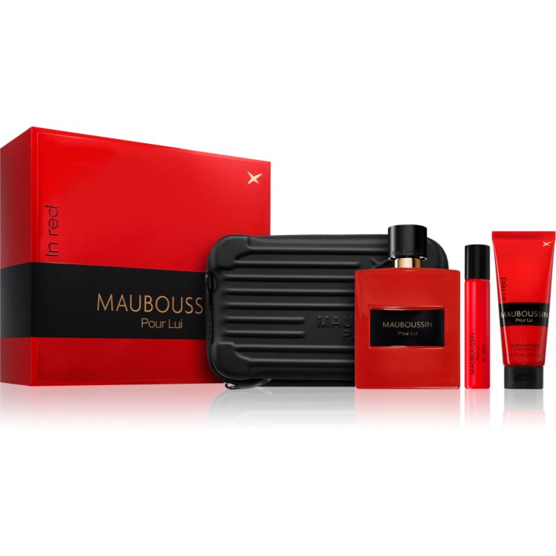 Mauboussin Pour Lui In Red Zestaw woda perfumowana 100 ml + żel pod prysznic 75 ml + woda perfumowana 20 ml + torba crossbody