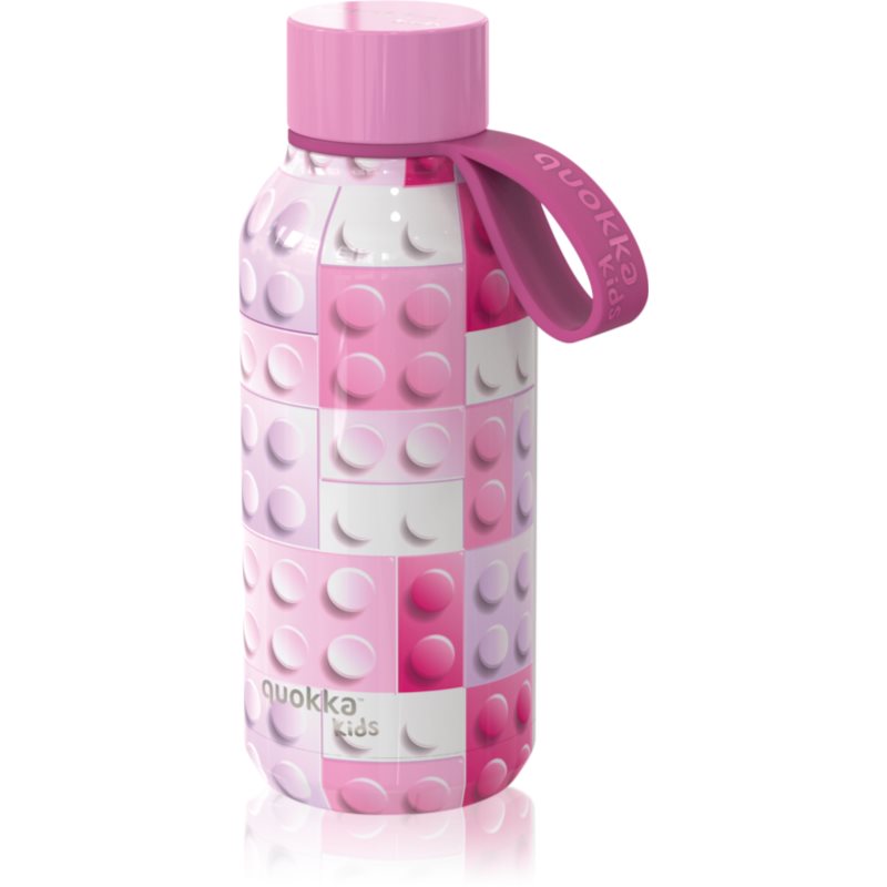 Quokka Solid Kids butelka termiczna ze szlufką Pink Bricks 330 ml