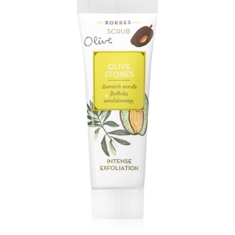 Korres Olive Stones Scrub 18 ml głęboko oczyszczający krem do peelingu z naturalnymi cząsteczkami peelingu