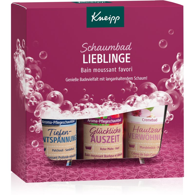 Kneipp Schaumbad Lieblinge Zestaw płyn do kąpieli Tiefen Entspannung 100 ml + płyn do kąpieli Glückliche Auszeit 100 ml + płyn do kąpieli Hautzarte Verwöhnung 100 ml