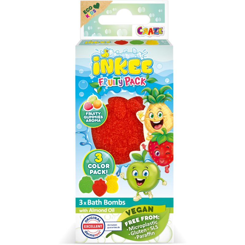 Craze INKEE Fruity Pack kule do kąpieli dla dzieci 3x15 g
