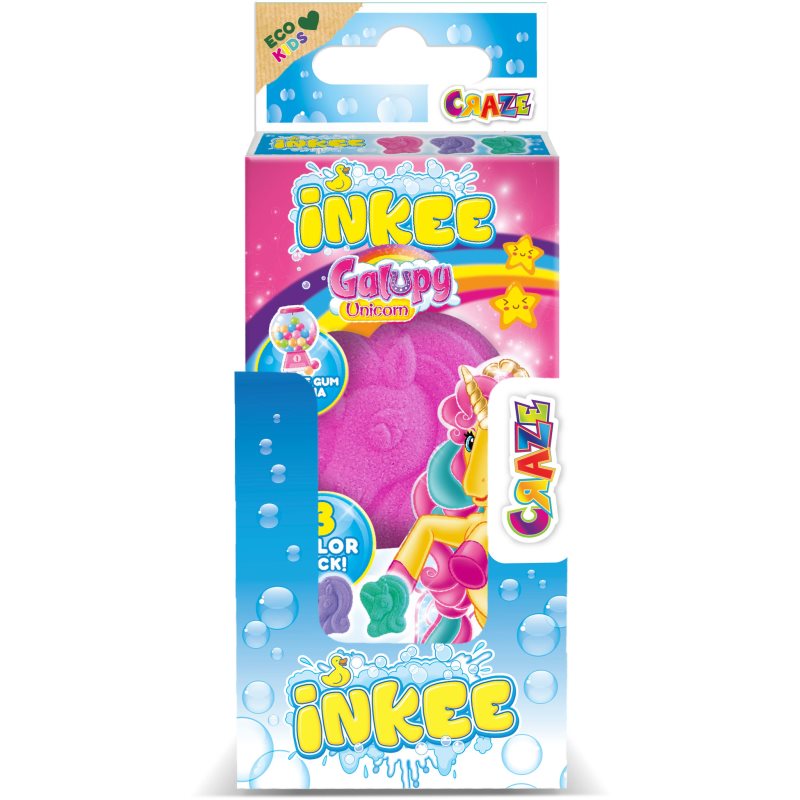 Craze INKEE Galupy Unicorn kule do kąpieli dla dzieci 3x15 g