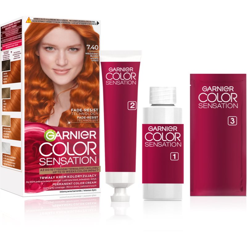 Garnier Color Sensation Krem koloryzujący 7.40 Bursztynowa miedź