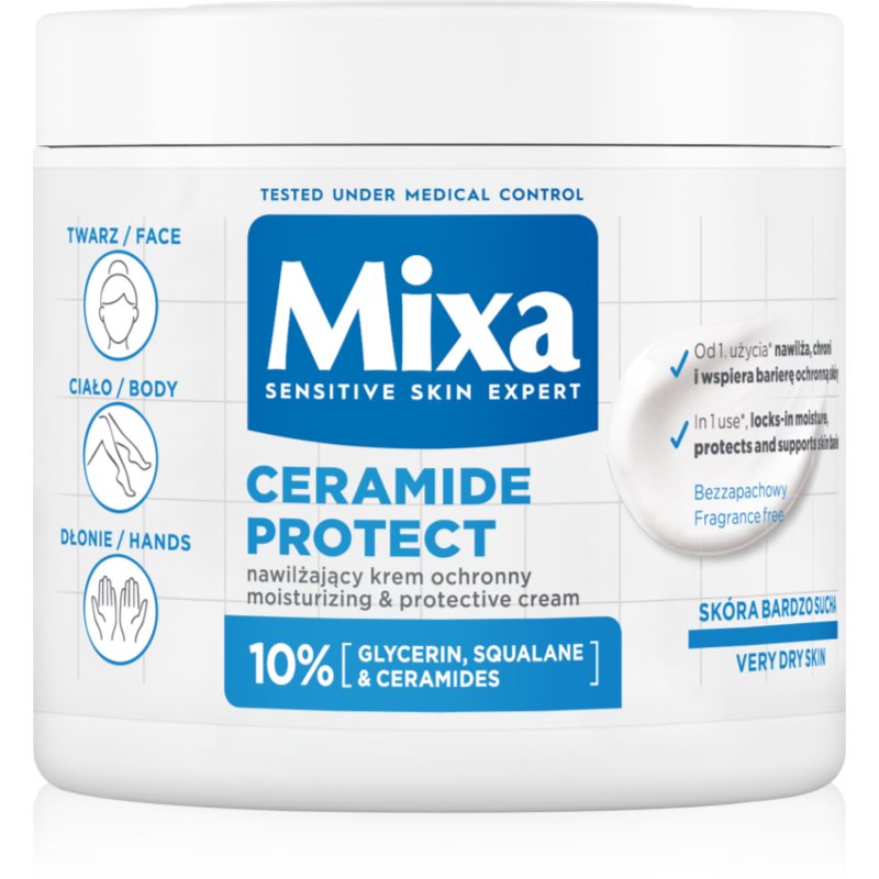 Mixa Ceramide Protect Nawilżający i ochronny Krem do twarzy i ciała 400 ml