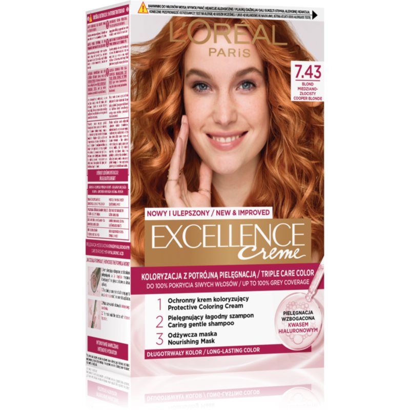 Loreal Excellence Creme 7.43 Blond miedziano-złocisty