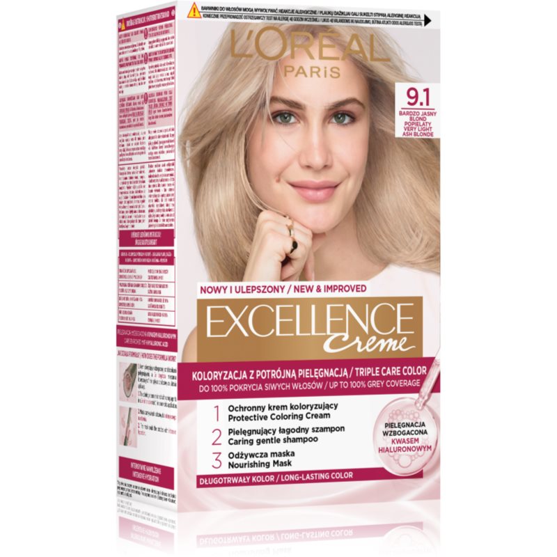 Loreal Excellence Creme Krem koloryzujący 9.1 bardzo jasny blond popielaty