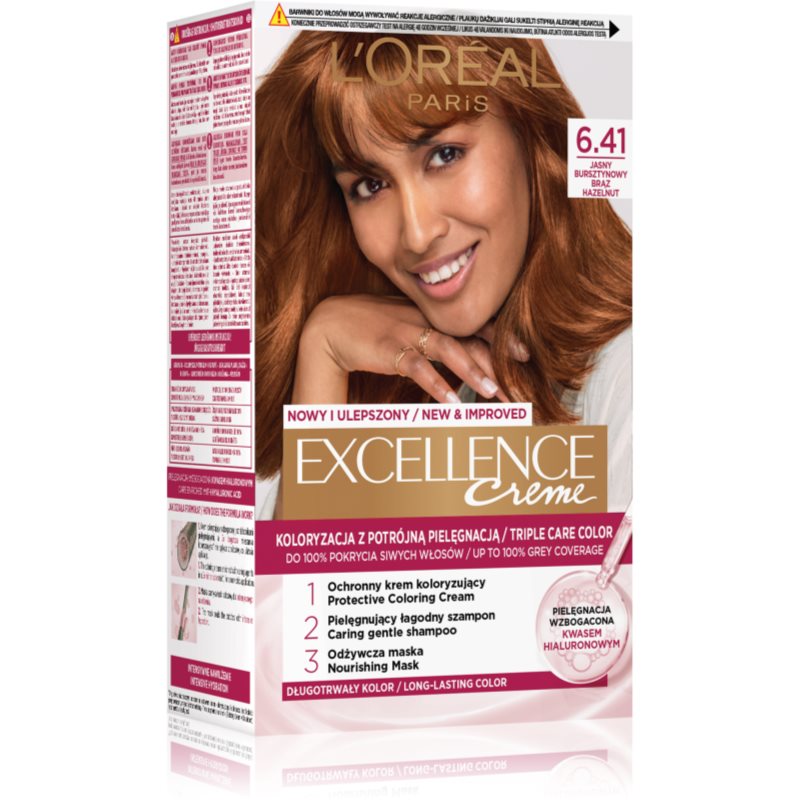 Loreal Excellence Creme 6.41 Jasny Bursztynowy Brąz