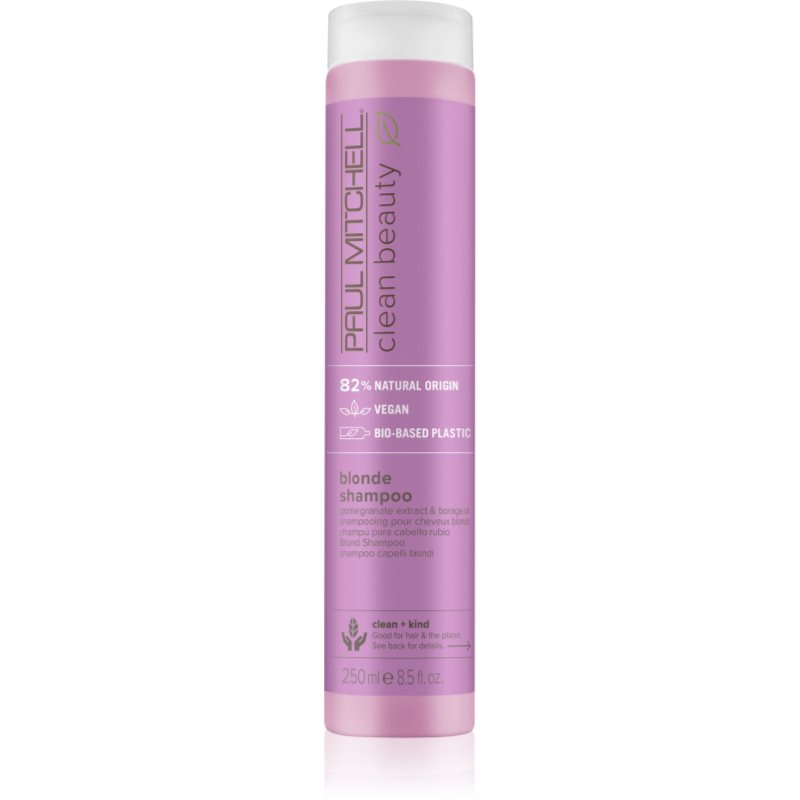 Paul Mitchell Clean Beauty Blonde Shampoo szampon fioletowy do włosów rozjaśnionych, z pasemkami w odcieniu chłodnego blondu 250 ml