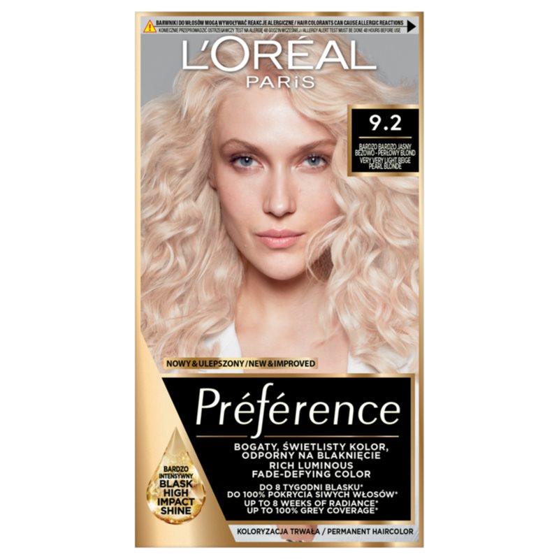 Loreal Feria Preference 92 Iridescent Blonde Bardzo jasny