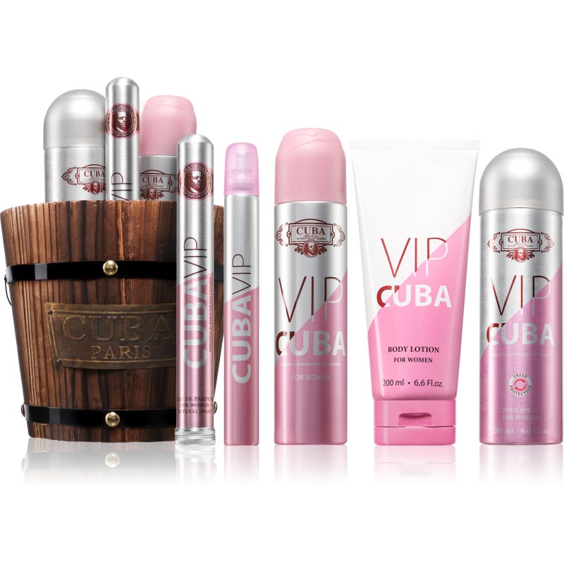 Cuba VIP Zestaw woda perfumowana 100 ml + woda perfumowana 35 ml + spray do ciała 200 ml + mleczko do ciała 200 ml