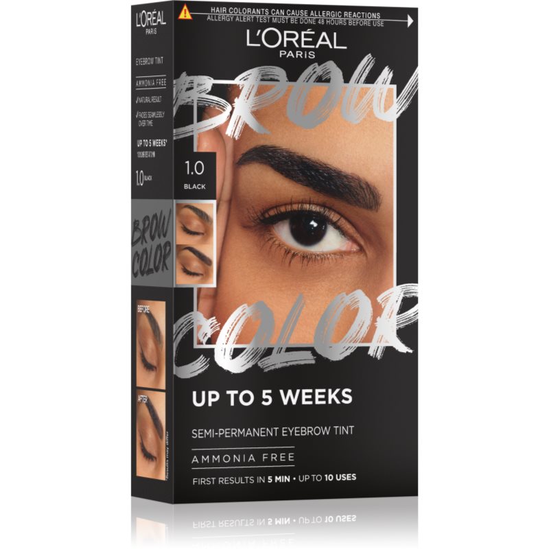 L'Oréal Paris Brow Color Semi-Permanent Eyebrow Tint Farba do brwi 1 szt Odcień 1.0 Black