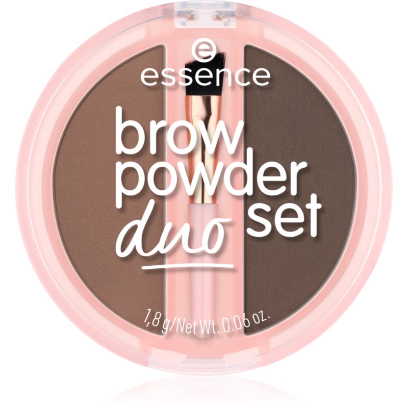 Essence Brow Powder Duo Set zestaw pudrowych cieni do stylizacji brwi z pędzelkiem 02 Medium 1,8g