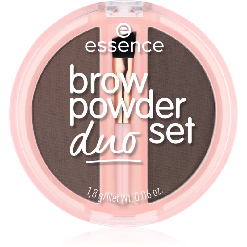Essence Brow Powder Duo Set zestaw pudrowych cieni do stylizacji brwi z pędzelkiem 03 Dark 1,8g