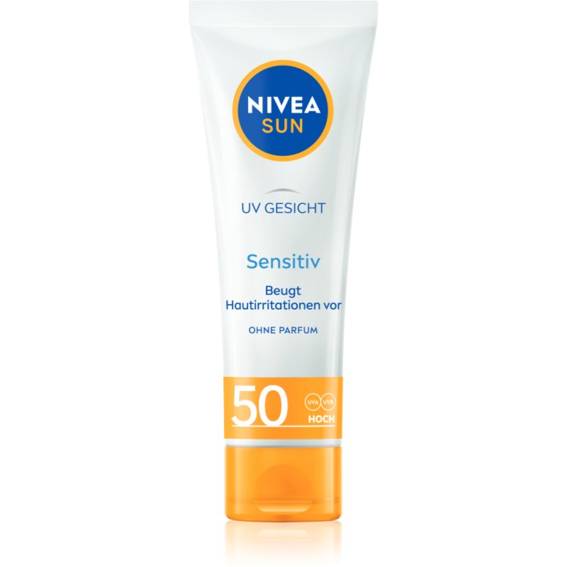 Nivea Sun, Krem do twarzy, łagodzi podrażnienia, SPF 50+, 50 ml (PRODUKT Z NIEMIEC)
