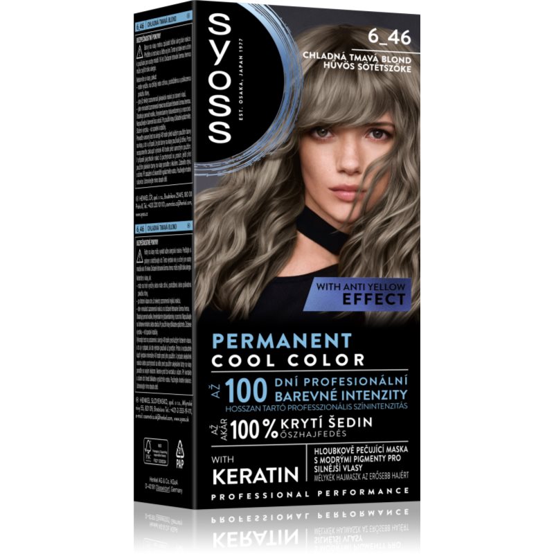 Syoss Permanent Cool Color farba do włosów 6_46 Chłodny Ciemny Blond