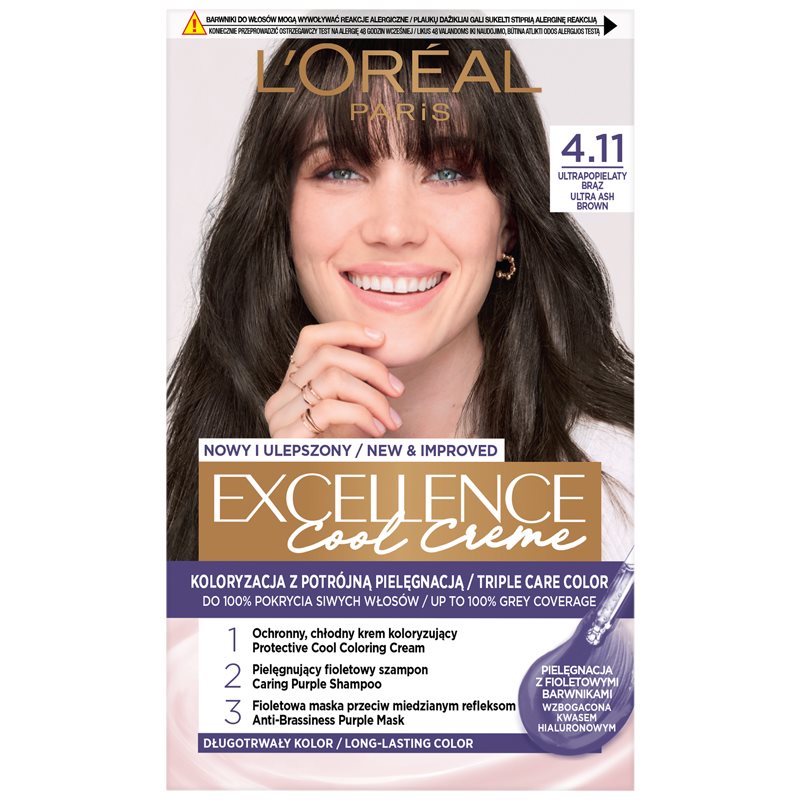Loreal L'Oreal L'Oreal Cool Creme Farba do włosów 4.11 Ultrapopielaty Brąz