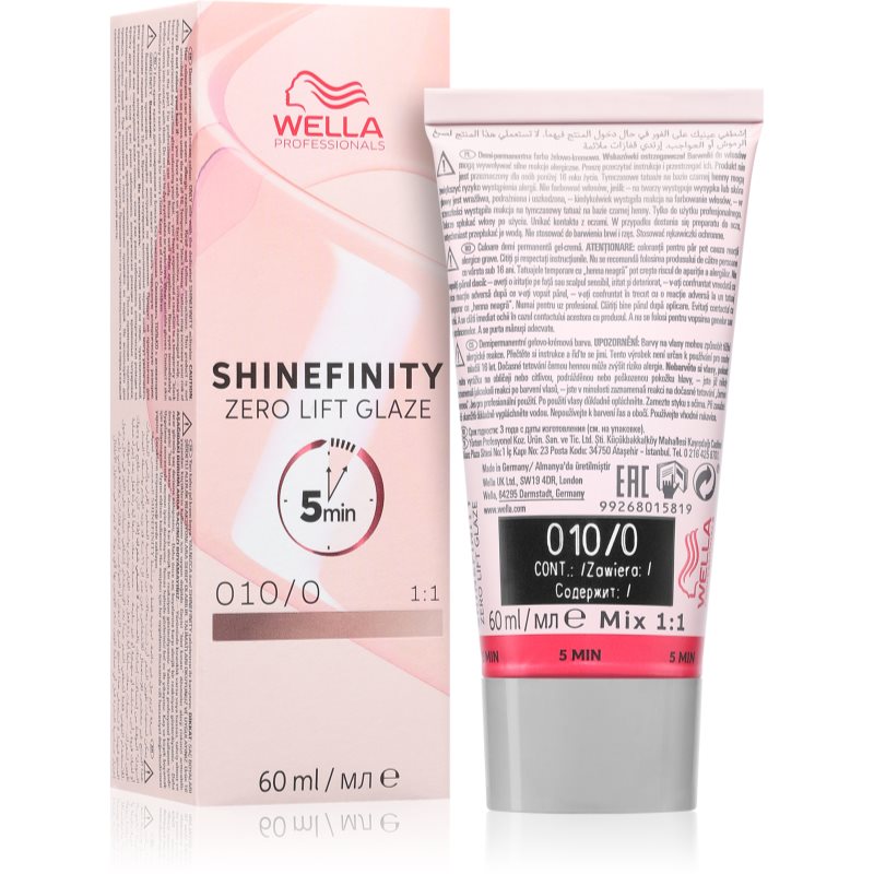 WELLA PROFESSIONALS SHINEFINITY DEMI-PERMANENTNA FARBA DO WŁOSÓW 010/0 60ML