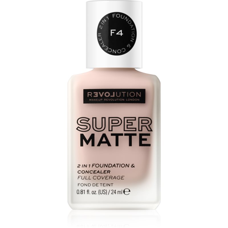 Revolution Relove Super Matte 2 in 1 Foundation & Concealer podkład 24 ml dla kobiet F4