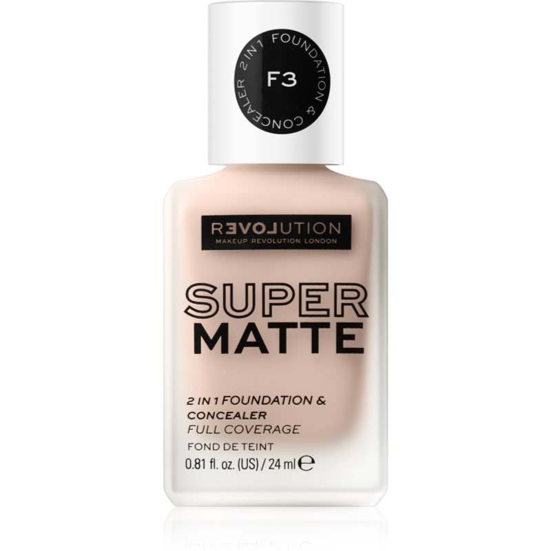 Revolution Relove Super Matte 2 in 1 Foundation & Concealer podkład 24 ml dla kobiet F3