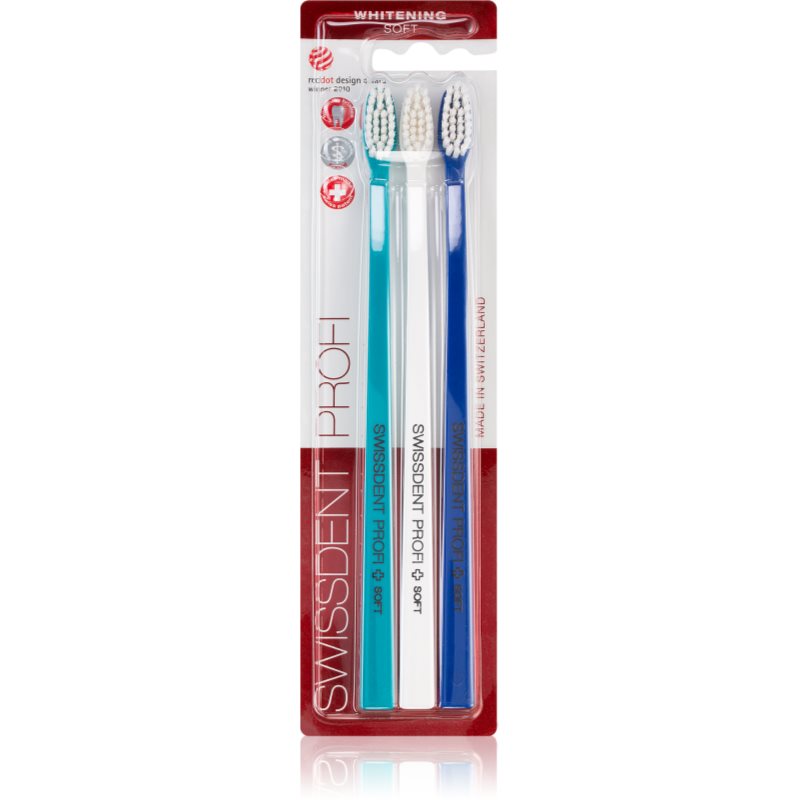 Swissdent Whitening Trio szczoteczka do zębów 3 szt Turquoise White Dark Blue Soft
