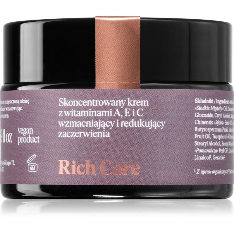Make Me Bio Rich Care, skoncentrowany krem do twarzy z wit. A, E i C, wzmacniający i redukujący zaczerwienienia, 50ml