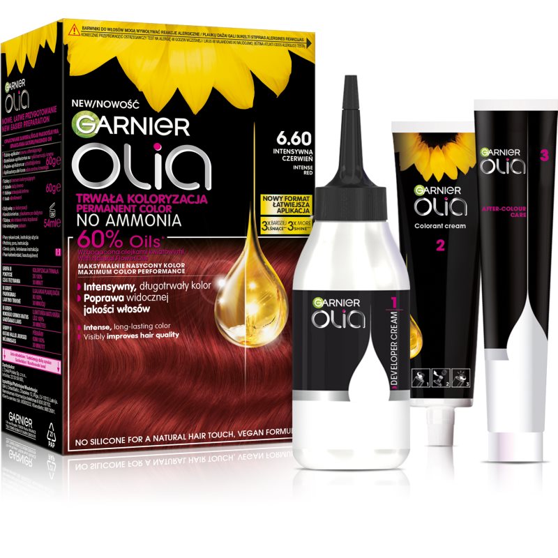 GARNIER OLIA TRWAŁA FARBA DO WŁOSÓW BEZ AMONIAKU 6.60 INTENSYWNA CZERWIEŃ