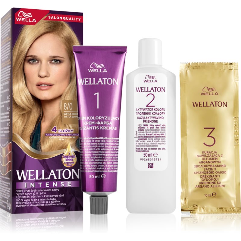 Wella WELLATON kremowy kolor włosów Cień 8/0 Light Blonde)