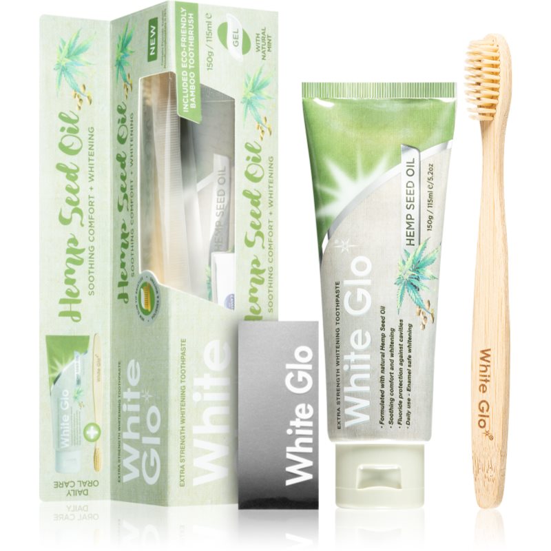 White Glo WHITE GLO_SET Hemp Seed Oil Soothing and Whitening Toothpaste wybielająca pasta z olejem konopnym 150g/115ml + szczoteczka 9319871001711