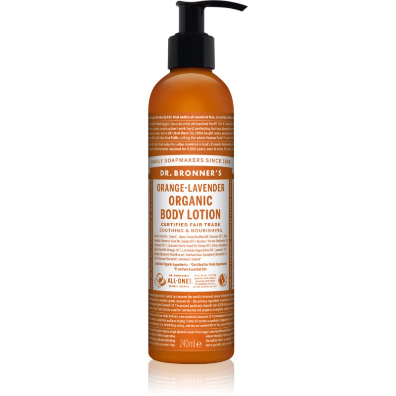 Dr. Bronner’s Orange & Levender odżywcze mleczko nawilżające do ciała 240 ml