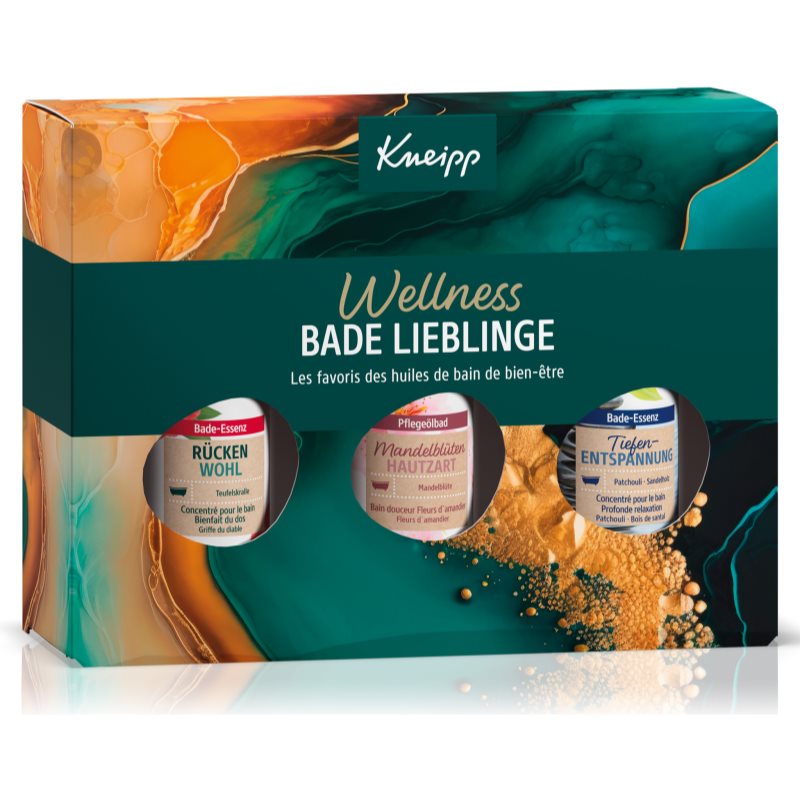 Kneipp Bath Oil Wellness Zestaw Back Comfort (Rücken Wohl) 20 ml + Almond Blossom (Mandelblüten Hautzart) 20 ml + Deep Relaxation (Tiefen Entspannung) 20 ml