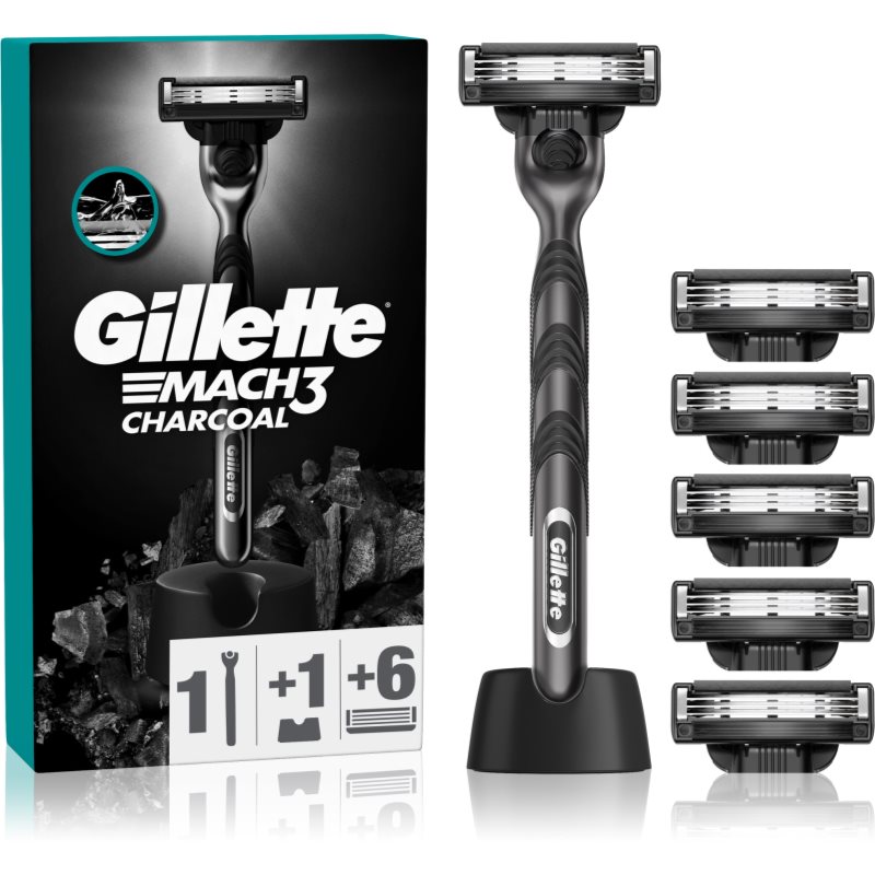 Golarka GILLETTE Mach3 Charcoal + 6 ostrzy + Stojak