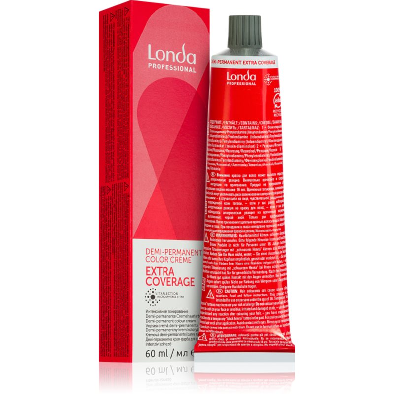 Londa Demiplus, farba w kremie, 70% pokrycia siwizny, 60ml | Kolor: 5/07