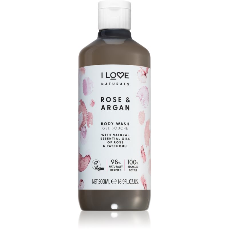 top I love I Love, Naturals Collection, Vegan, Hydrating, Rose & Argan, Body Wash, 500 ml Unisex
