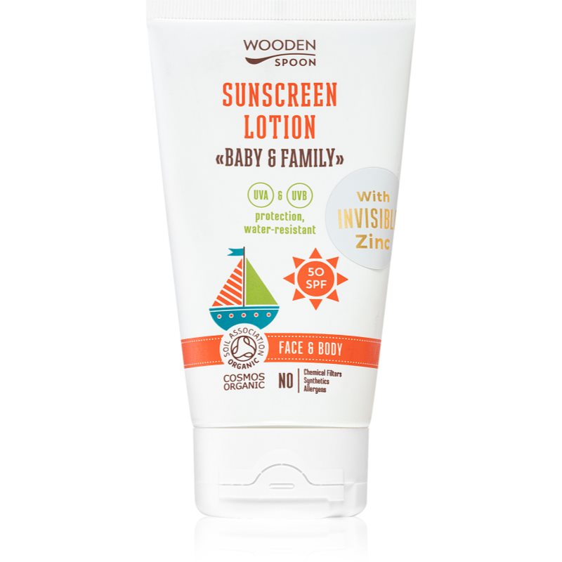 Delikatny krem na słońce SPF 50+ dla niemowląt i całej rodziny Wooden Spoon 150 ml