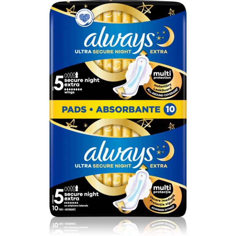 Always Ultra Secure Night Extra- Podpaski ze skrzydełkami 10szt.