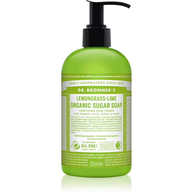 Dr. Bronner’s Lemongrass & Lime mydło w płynie do ciała i włosów 355 ml