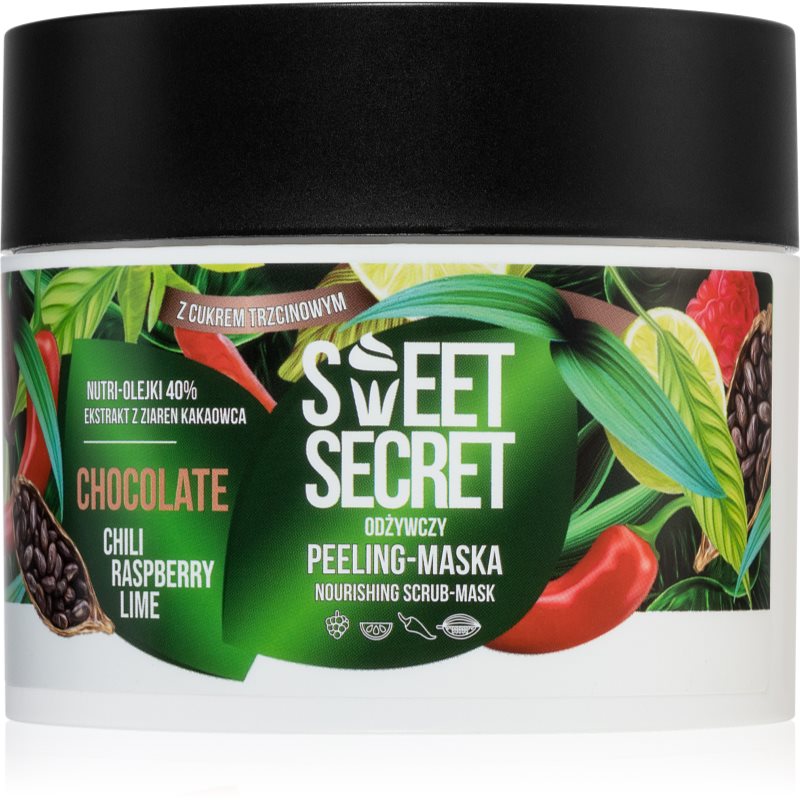 Sweet Secret Odżywczy peeling-maska do ciała z cukrem trzcinowym 200g CZEKOLADA Z CHILI I OWOCAMI