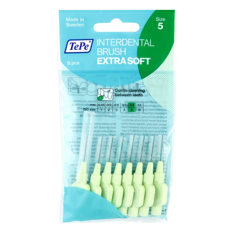TePe Original Extra Soft - Super miękkie szczoteczki międzyzębowe 0,8mm 8szt. (jasnozielone) 0000000128