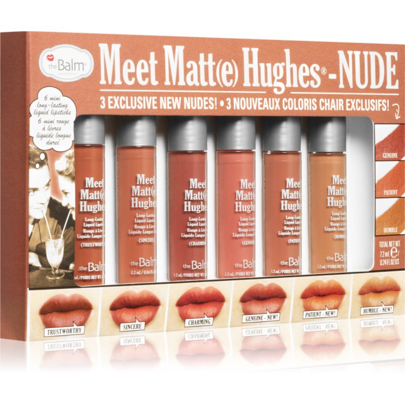 The Balm MEET MATT(E) HUGHES - 6 MINI LONG-LASTING LIQUID LIPSTICKS - Zestaw 6 mini matowych pomadek w płynie - NUDE