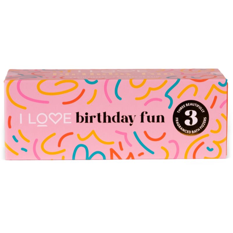 I Love Birthday Fun zestaw kul do kąpieli 3x150g