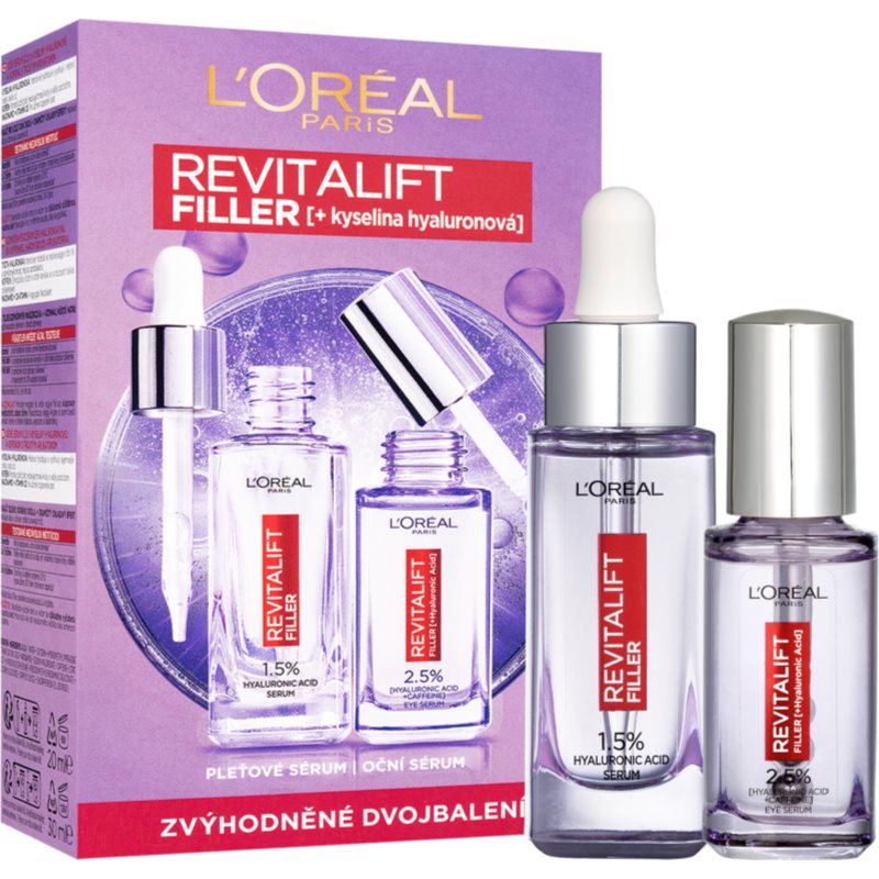 L'Oréal Paris Revitalift Filler HA Zestaw serum do twarzy Revitalift Filler HA 1,5% 30 ml + serum pod oczy Revitalift Filler HA 2,5% 20 ml