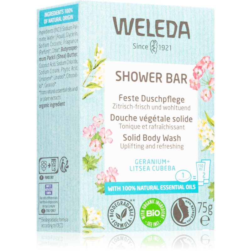 Weleda Shower Bar Geranium + Litsea Cubera mydło w kostce 75 g